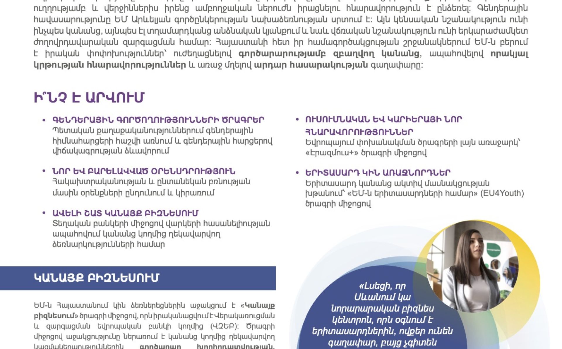 Ուժեղ կանայք, ուժեղ հասարակություն¦ տեղեկագիր