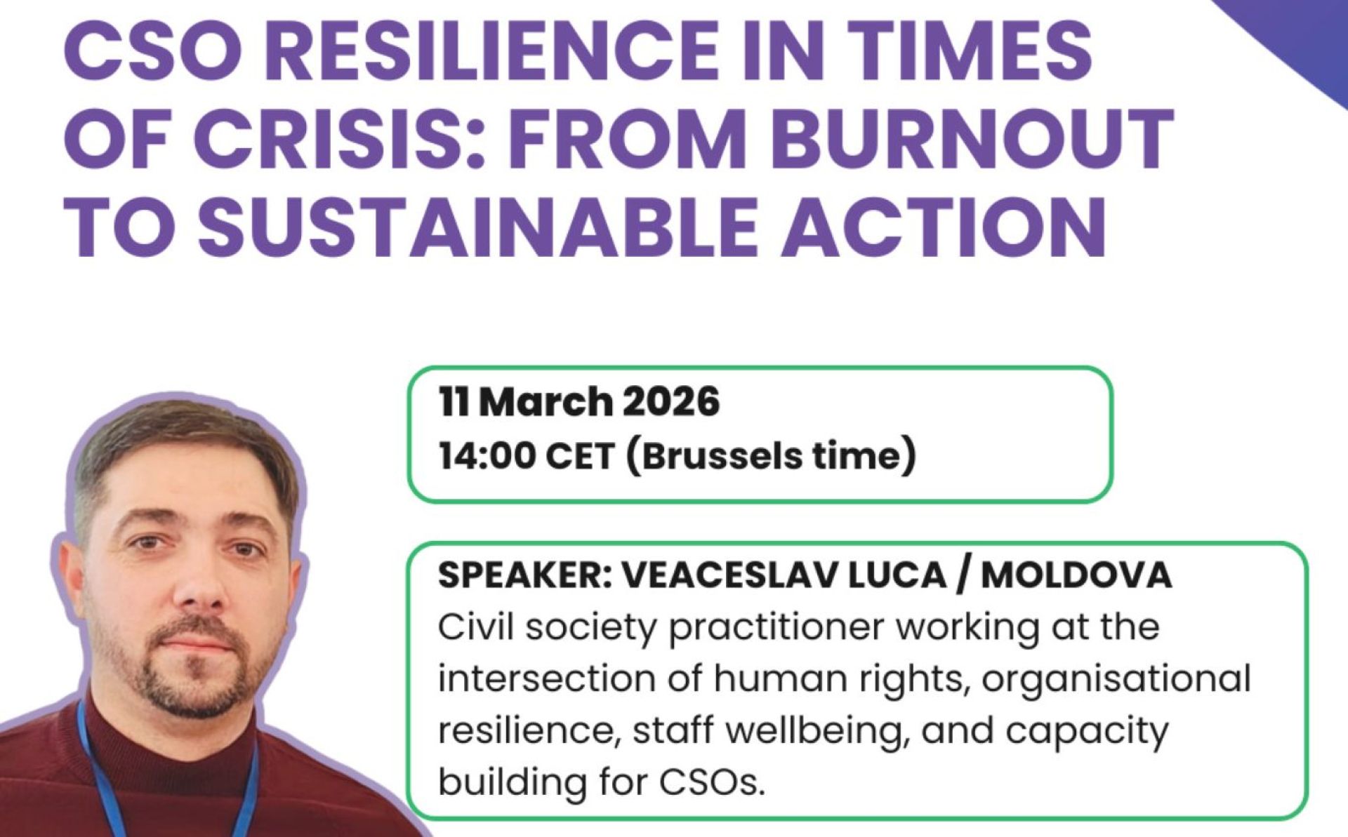 Webinar on ‘CSO resilience in times of crisis: from burnout to sustainable section’ – join on 11 March