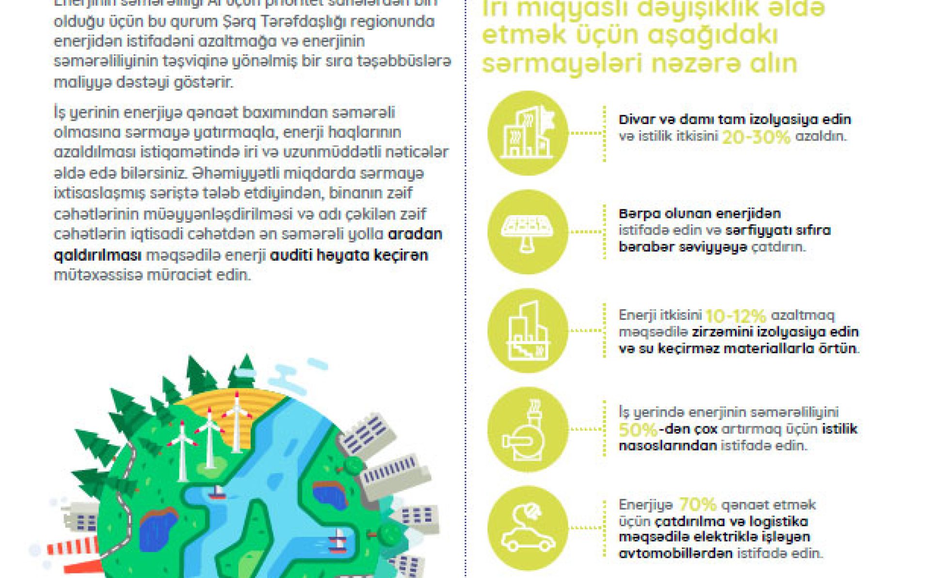 İş yerində enerjidən istifadənin azaldılmasına sərmayə qoyuluşu