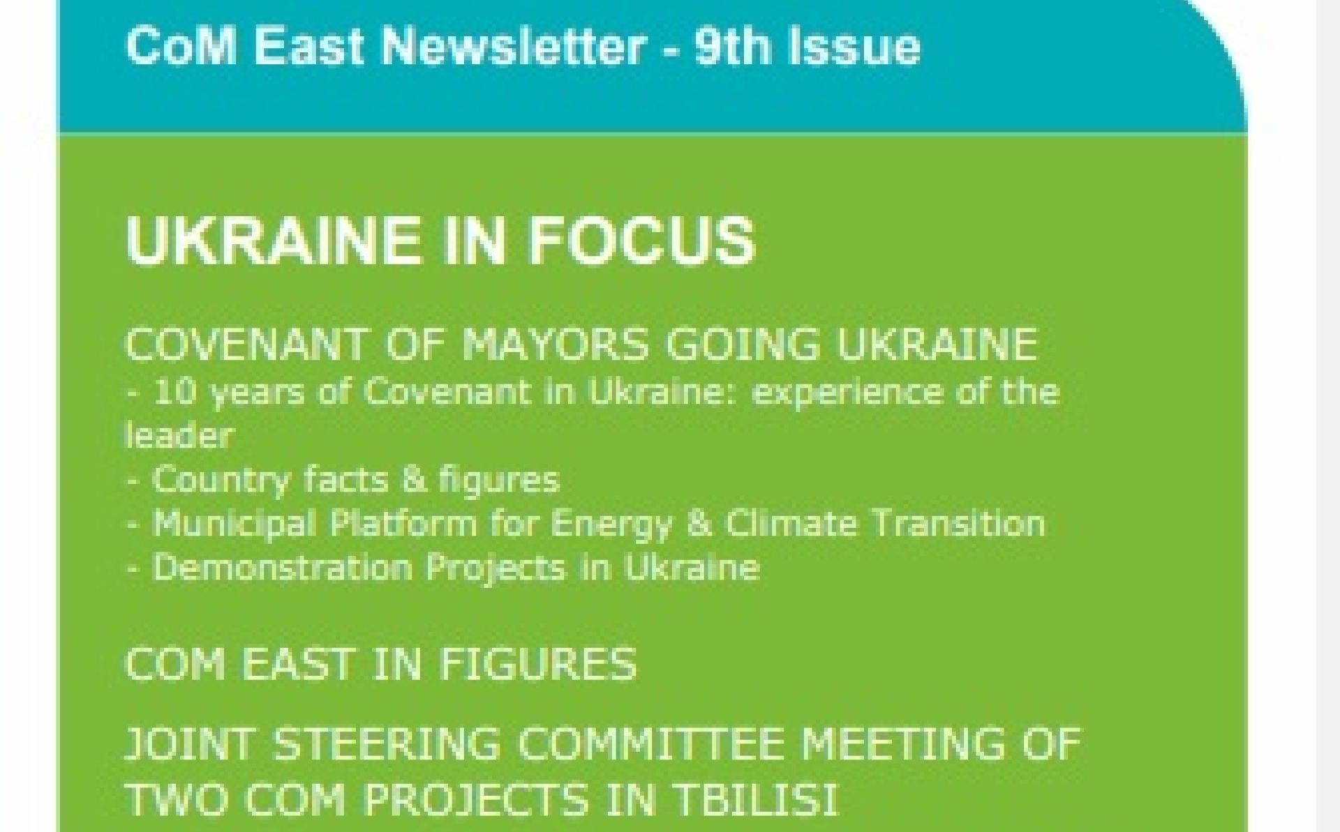 CoM East Newsletter – 9th Issue
