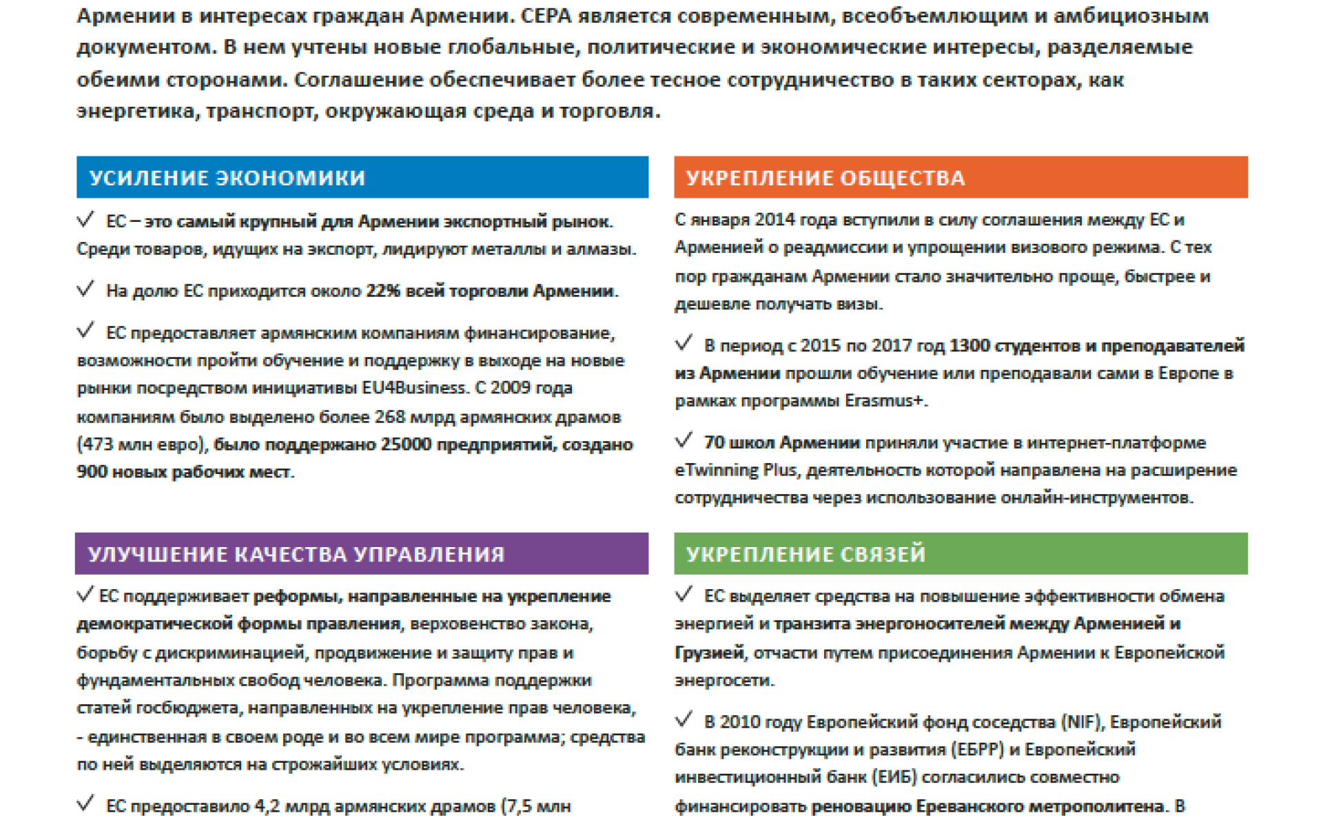 Отношения ЕС-Армения в фактах и цифрах 