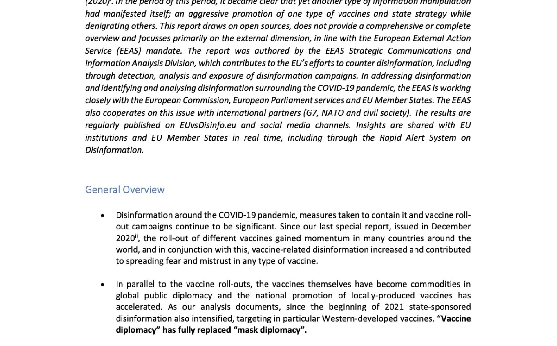 EEAS special report update: short assessment of narratives and disinformation around the COVID-19 pandemic (update december 2020 – april 2021)