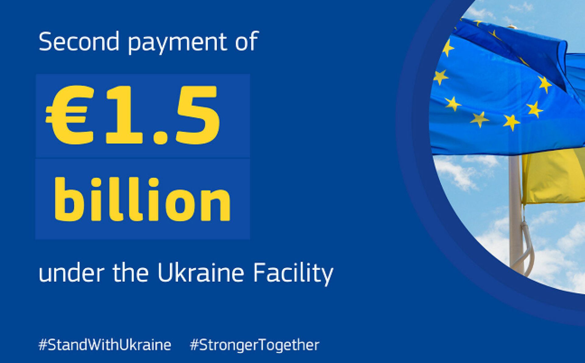 European Commission disburses additional €1.5 billion in bridge financing to Ukraine