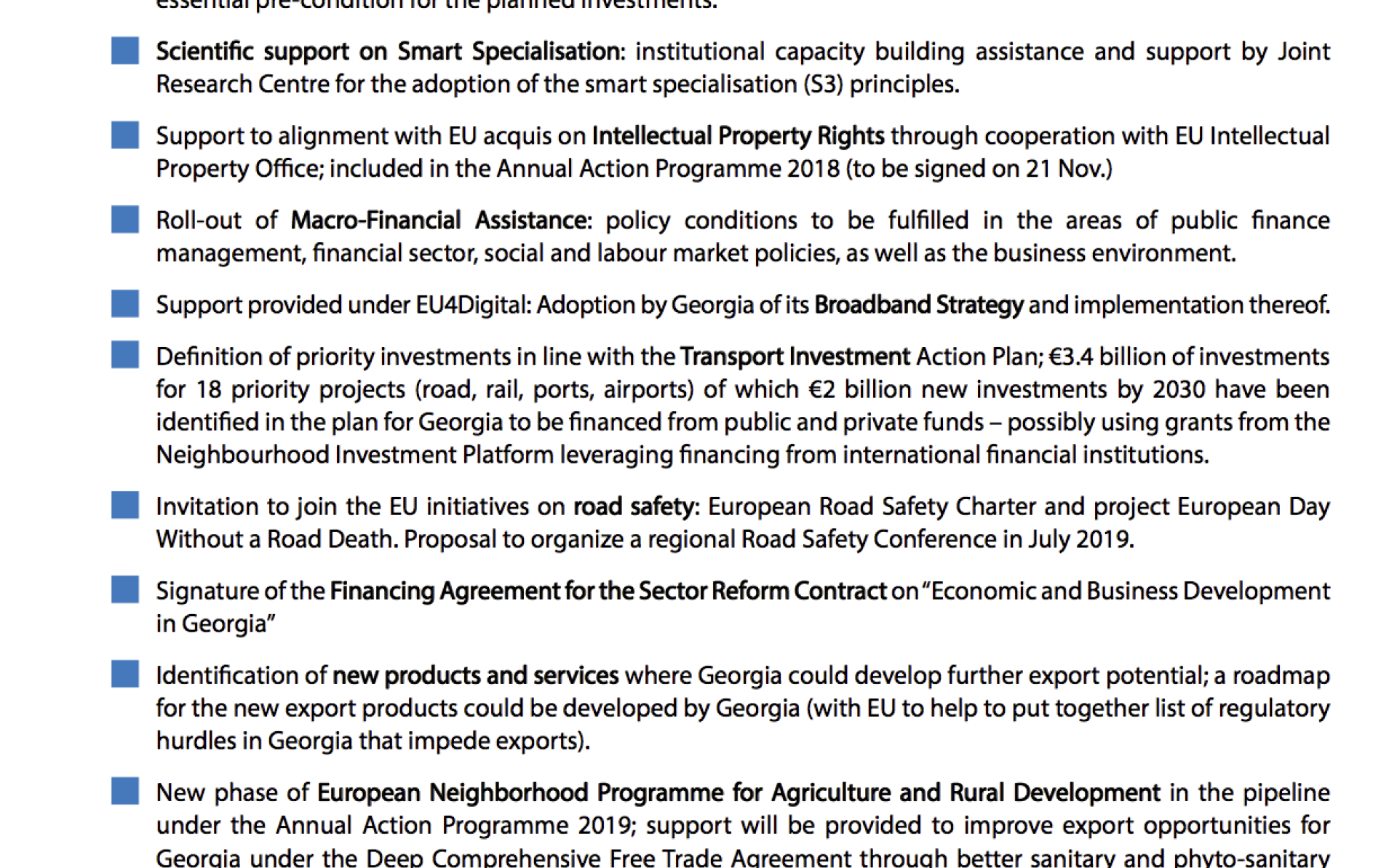 Deliverables of the high-level meeting between members of the EC and of the government of Georgia – factsheet