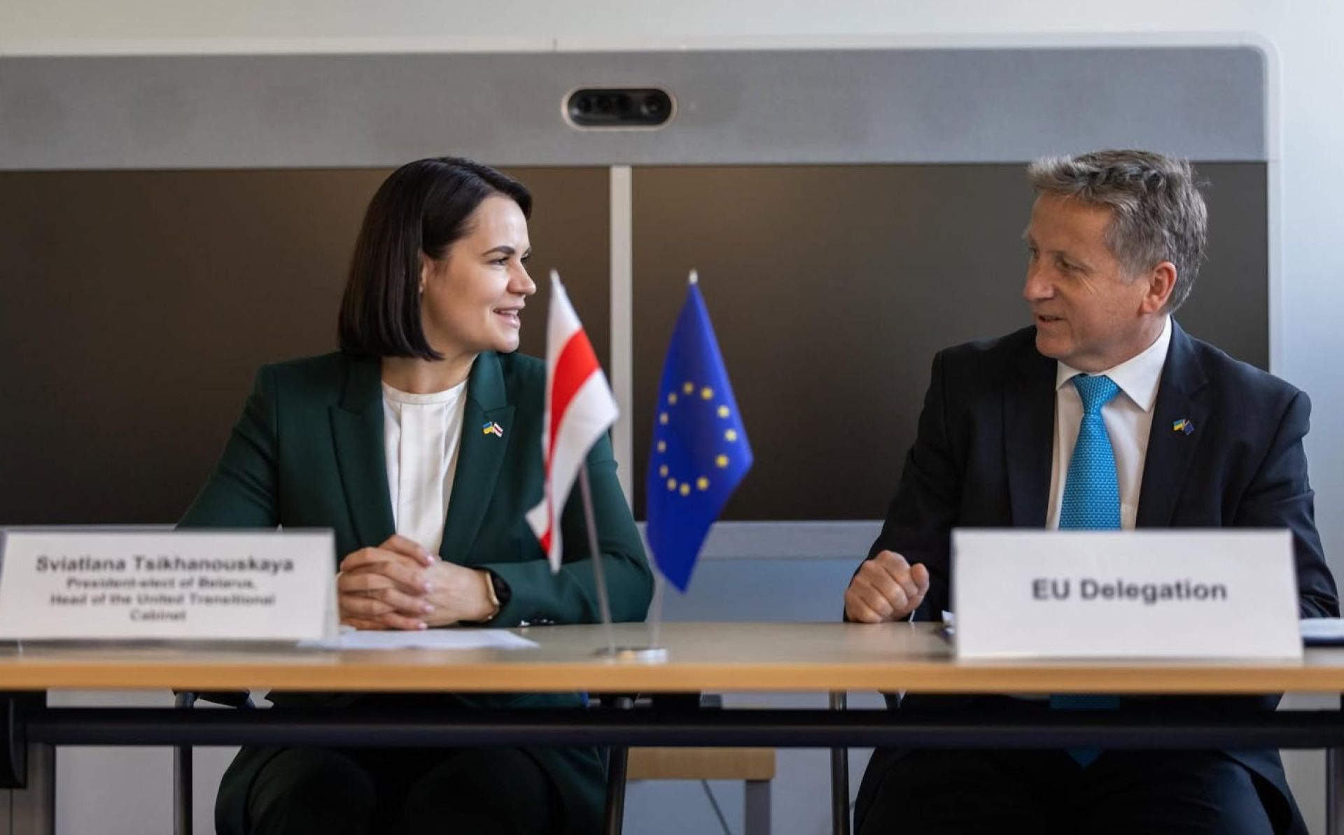 EU representatives in Kyiv meet Belarusian democratic leader Sviatlana Tsikhanouskaya
