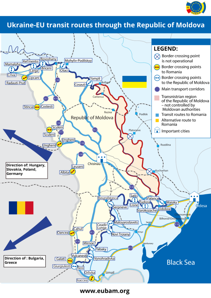 EUBAM releases map and guide for Ukrainian refugees on transit through the Republic of Moldova