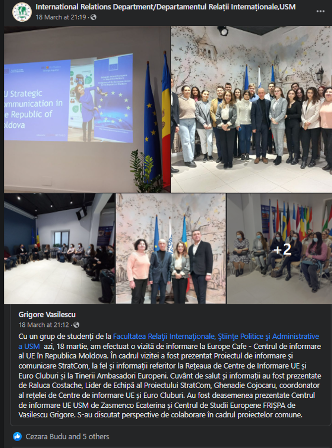 YEAs in Moldova: Meeting with EU Info centers from Moldova State University and Moldova Free International University