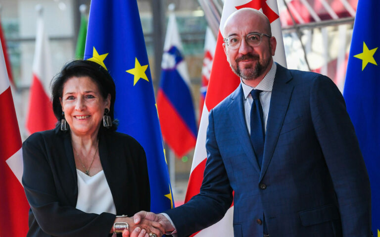 Georgian President Salome Zourabichvili meets EU leadership in Brussels